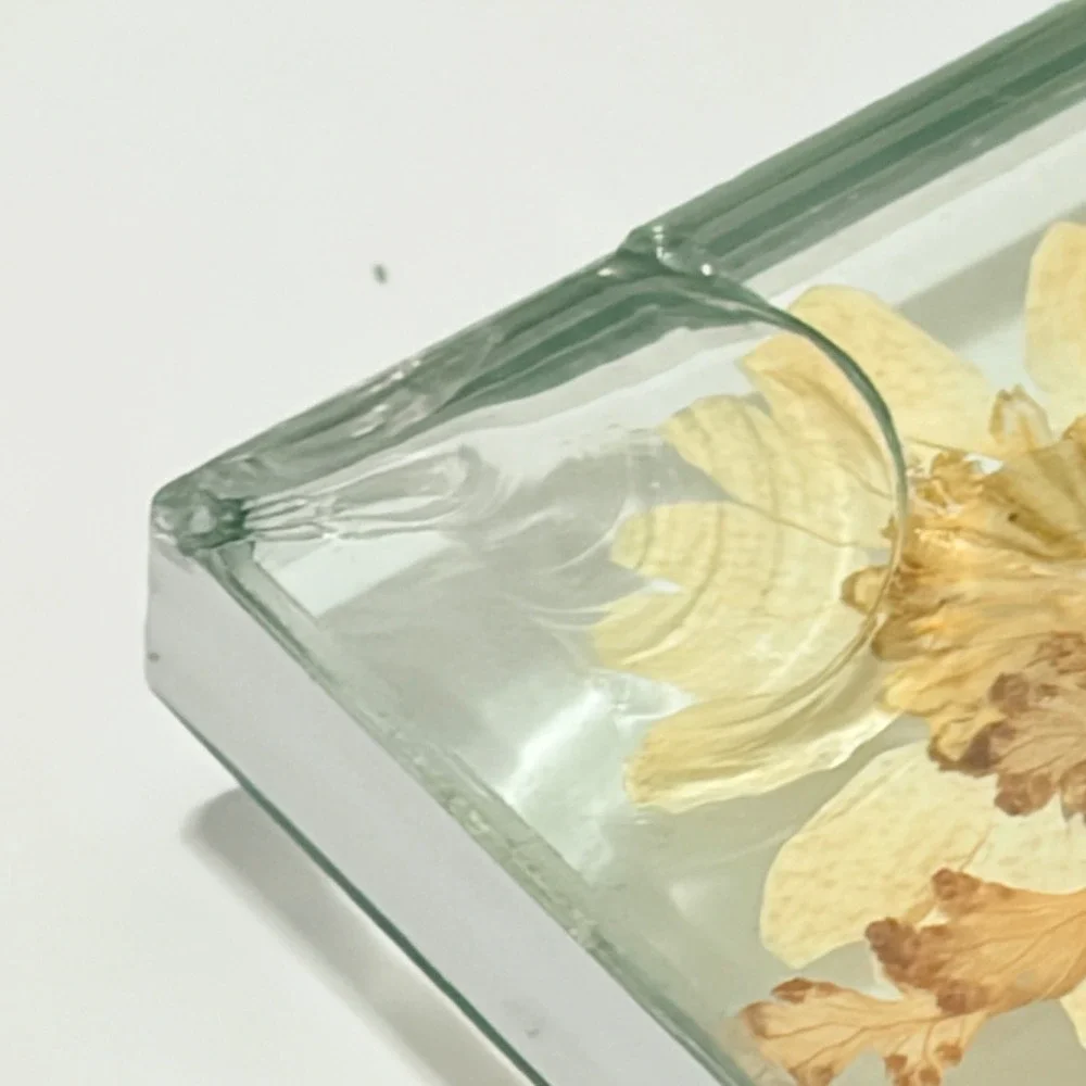 Pressed Flower Glass Photo Frame Yellow Daisy Fern Botanical 4x6 Tabletop Silver - Picture 14 of 16